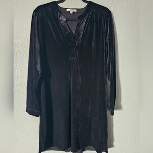 See And Be Seen Velvet Faux Wrap Midi Dress Black Size M Made Of Polyester